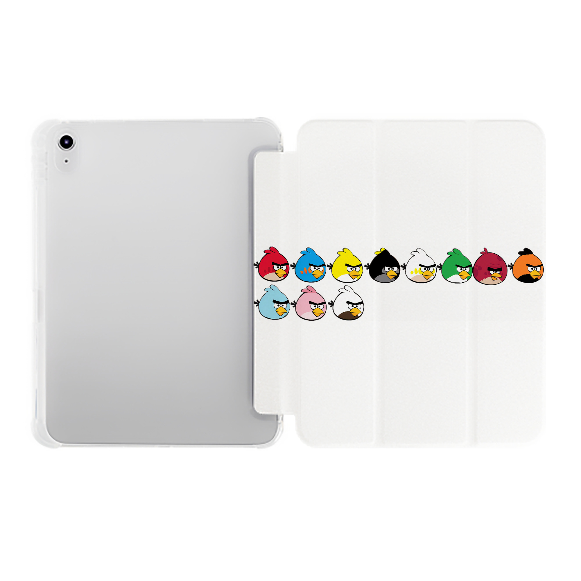 （画像用） Angry Birds アングリーバード IPad ケース ペン収納付き 三つ折りスタンド PUレザー×シリコン 対応機種9.5/10.5/10.9インチ